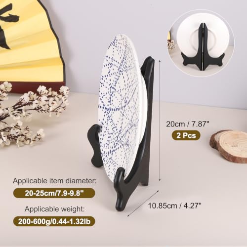 MECCANIXITY 2Pcs Wooden Easel Plate Holder, 12" Small Wood Easels Folding - color: Black, size: 12"