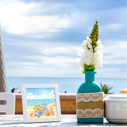Geyoga 4pcs Beach Diamond Painting Kits with Frame for Adults 7 x 7 Inch - style: Summer