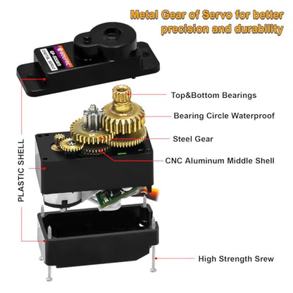 RC Micro Digital Servo for Axial SCX24 Upgrade & Servo Mount & Servo Horn - color: Black Horn