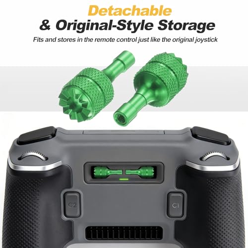 MECCANIXITY 2 Set Aluminum Controller Stick, Replacement Joystick Remote Controller Joystick Stick for Mini4 Pro Air3S Drone Remote Accessories, Green - color: Green