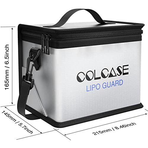 COLCASE Lipo Bag Fireproof Explosionproof for Lipo Battery Storage Charging - size: General (8.4 x 5.7 x 6.5 inches)