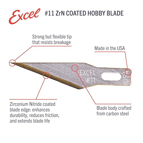 Excel Blades #11 50-Pack Zirconium Nitride Craft Knife Blades, USA Made
