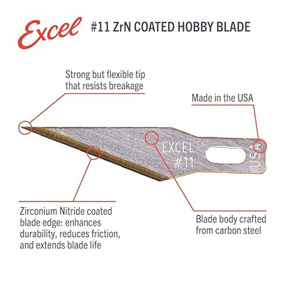 Excel Blades #11 50-Pack Zirconium Nitride Craft Knife Blades, USA Made