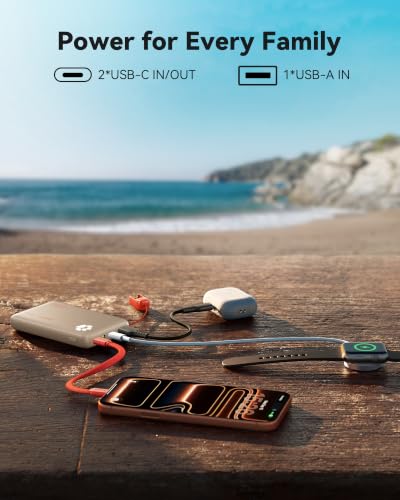 INIU 10000mAh 45W Fast Charging Portable Charger, Smaller Travel Power Bank - color: Beige