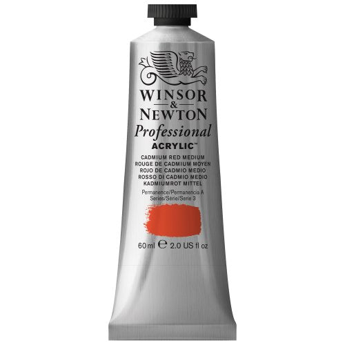 Winsor & Newton Professional Acrylic Paint, 60ml, Cadmium Red Medium - color: Cadmium Red Medium, style: 2-oz Tube