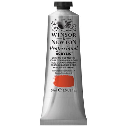 Winsor & Newton Professional Acrylic Paint, 60ml, Cadmium Red Medium - color: Cadmium Red Medium, style: 2-oz Tube