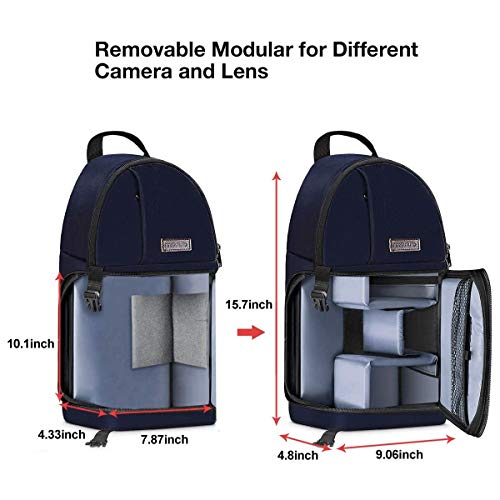 MOSISO Camera Sling Bag, Photography Shoulder Bag Compact Camera Backpack - color: Navy Blue