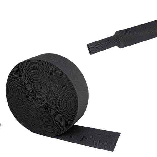2 in 1 Heat Shrink Braided Sleeving Fabric Tubing 1"-32FT - size: 1"(25mm), style: 32FT