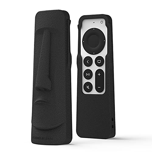 SIKAI CASE Silicone Case Fit Designed for Apple TV 4K 2021/2022 Siri Remote Protective Case with Shockproof Compatible with AirTag(Black) - color: Black