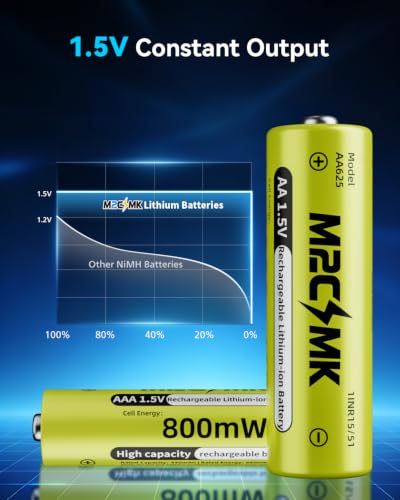 Rechargeable 8 AA and 8 AAA Lithium Batteries with USB-C Charger