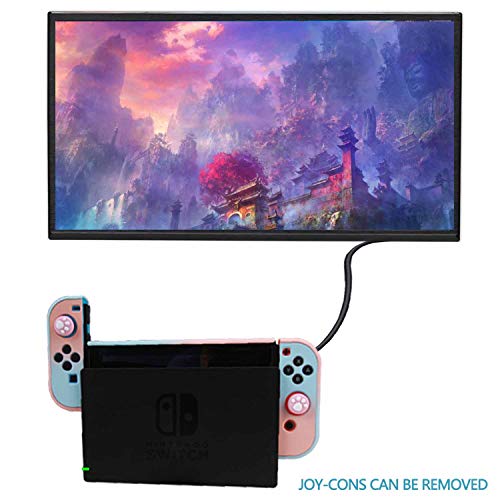 Dockable Case for Nintendo Switch - COMCOOL 3 in 1 Protective Cover Case for Nintendo Switch and Joy-Con Controller with Screen Protector and Thumb grips - Pink and Blue - color: Pink Blue