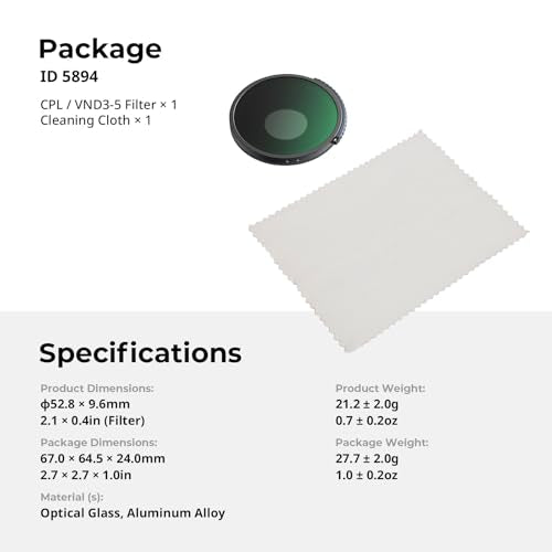 SmallRig 2-in-1 CPL/VND 3-5 Filter for DJI Osmo Action 6-5894 - style: 2-in-1 Filter: VND 3-5 / CPL