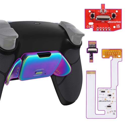 eXtremeRate Rainbow Aura Blue Purple Real Metal Buttons RMB RISE V3 Remap Kit for PS5 Controller BDM-030 040 050, Black Rubberized Grip Back Shell Upgraded Programable Back Buttons for PS5 Controller - color: Black Rainbow