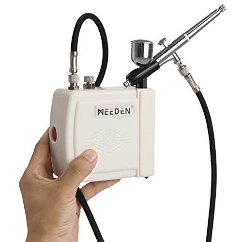 MEEDEN Airbrush Kit with Air Compressor: Dual Action Airbrush, 0.5mm, White - color: White, size: Single