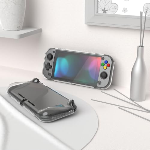 PlayVital Clear Series Protective Case for Nintendo Switch Lite, Glossy Ergonomic Hard Grip Cover - Shock-absorbent Anti-Scratch Shell Case with Screen Protector & Thumb Grips & Button Caps - color: Clear