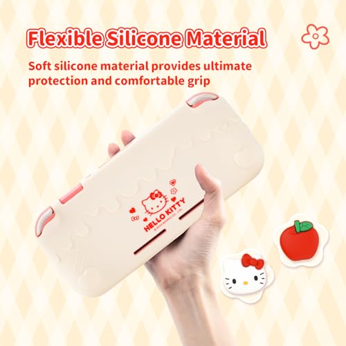 Kuitmor Switch Lite Protective Case,Soft Silicone Protective Shell,Anti-Scratch Protective Cover Case for Switch Lite with 2 Thumb Grip Caps（Beige Hello Kitty） - color: Beige Hello Kitty