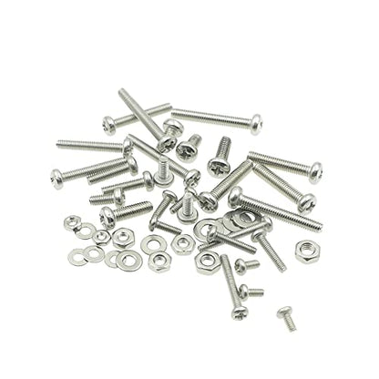 720PCS M2 M2.5 M3 Stainless Steel Phillips Pan Head Machine Screws Nuts Flat Washers Assortment Kit - size: M2, M2.5, M3