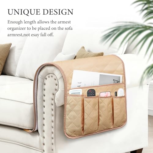 Armchair Caddy for Recliner, Non Slip Sofa Arm Organizer, Khaki - color: LIGHT KHAKI