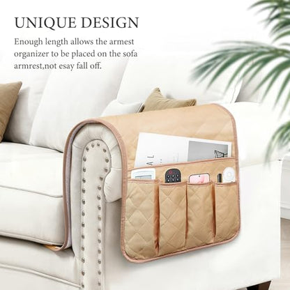 Armchair Caddy for Recliner, Non Slip Sofa Arm Organizer, Khaki - color: LIGHT KHAKI