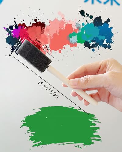 WAFJAMF 30 Pack Poly Foam Paint Brushes 1 Inch Sponge Painting Set Black - size: 30 Pcs