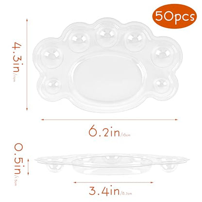 SHIDOW Foot-Shaped 8-Well Disposable Paint Palette Trays, Clear, 50 Pcs - color: 8 Well