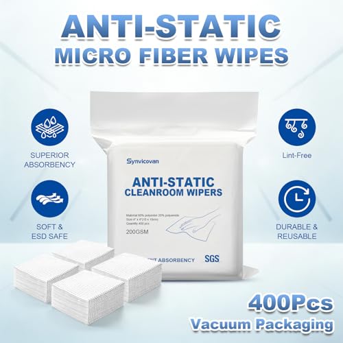 Anti-Static Microfiber cloths 4"x4"(400 Pcs,200GSM) - size: 4"x4" (Pack of 400)