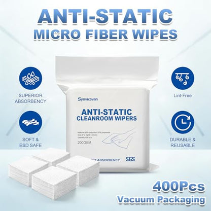 Anti-Static Microfiber cloths 4"x4"(400 Pcs,200GSM) - size: 4"x4" (Pack of 400)