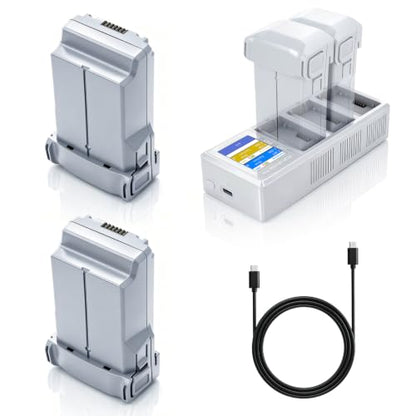 2 Pack 5000mAh Mini 5 Pro/4 Pro/3 Series Battery with Three Channel Two-Way LCD Charing Hub, Max 52 Mins Flight Time Replacement Intelligent Flight Battery,Compatible with DJI Mini 5 Drone