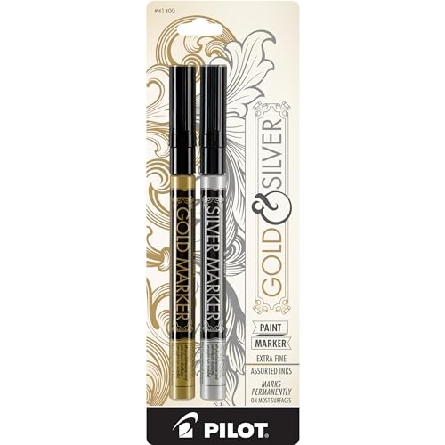 PILOT Extra Fine Point Permanent Markers, Gold/Silver Ink, 2-Pack
