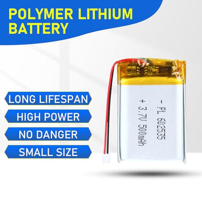 602535 3.7V Lipo Battery 500mAh 602535 Rechargeable Lithium - size: 602535 500mAh