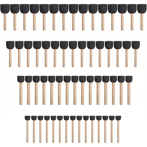WAFJAMF 60 Pcs Round Sponges Brush Set 4 Sizes DIY Painting Tools Black - color: Black