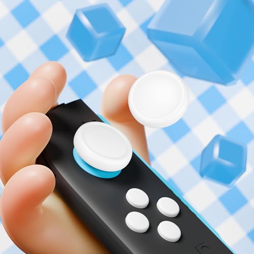 PlayVital Button Caps + Thumb Grip Set for Nintendo Switch 2, 2 Silicone Colorful ABXY Directional Button Covers & 2 Joystick Caps for Joycon - White - color: White