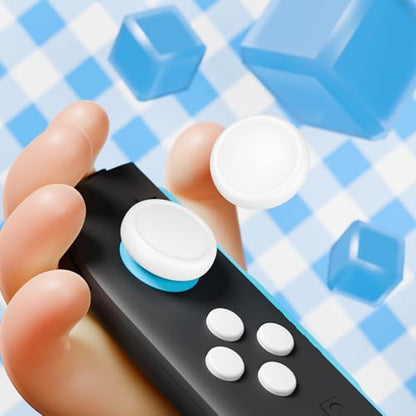PlayVital Button Caps + Thumb Grip Set for Nintendo Switch 2, 2 Silicone Colorful ABXY Directional Button Covers & 2 Joystick Caps for Joycon - White - color: White