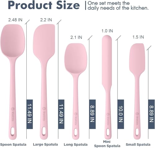 ChefAide 5 Pieces Silicone Spatulas Set, Heat Resistant Rubber Spatula - color: Pink, size: 5 pieces