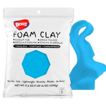 BOHS Foam Clay, Sky Blue Air Dry Modeling Clay, 1.1 lb - color: Sky-blue, size: 500 g