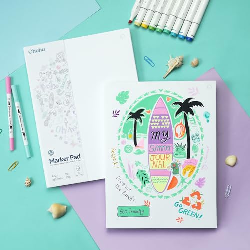 Ohuhu 9"x12" Double-Sided Bleedproof Marker Pad Art Sketchbook 60 Sheets