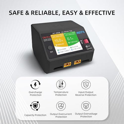 HOTA D6 Pro RC LiPo Battery Charger Dual Channel AC 200W for FPV Drone Car