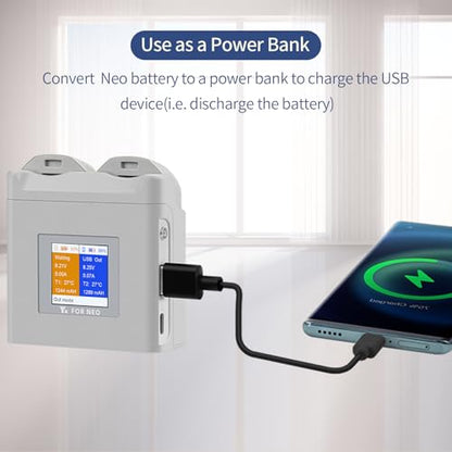 Hanatora LCD Multifunction Parallel Battery Charger for DJI Neo,Dual Two-Way Charging Hub,Fast Charge Two Batteries Drone Accessories