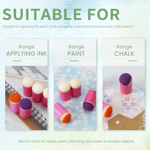 36 Pieces Sponge Daubers W/Storage Case - Handy Finger Daubers for Applying and Spreading Ink, Paint, Glue & More - Providing Excellent Detail Control and Precision - color: Purple