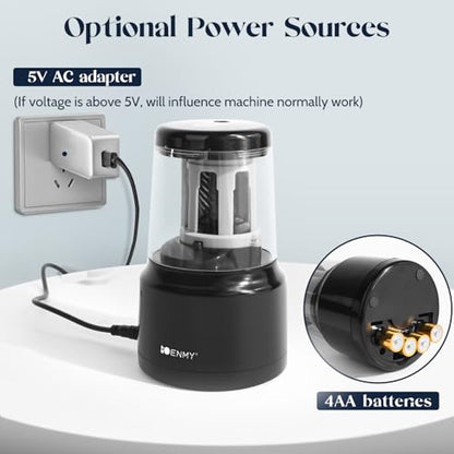 Electric Pencil Sharpener, Heavy-Duty Helical Blade, USB/Battery Operated for No.2 & Colored Pencils in School/Office/Home