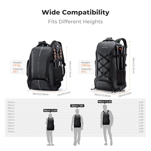 K&F CONCEPT Camera Backpack,30L Large Capacity Camera Bag for Photographers - color: 04-black, size: 30L