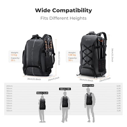 K&F CONCEPT Camera Backpack,30L Large Capacity Camera Bag for Photographers - color: 04-black, size: 30L