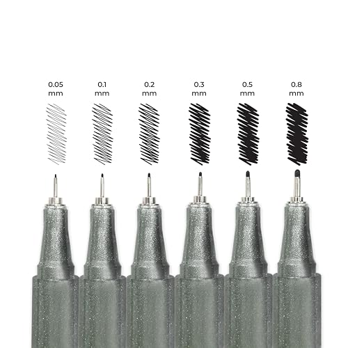 Camel Fine Liner Pens, assorted pack of 6 pens with 6 free A6 postcards