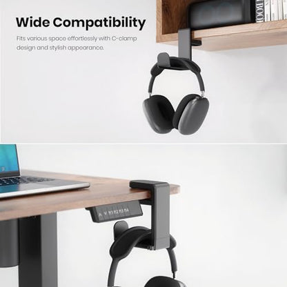 EURPMASK Rotating Headphone Stand,Adjustable Clamp-on Headset Holder Hanger - color: Black 1 Pack