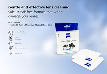 ZEISS MicroFiber Lens Cleaning Cloth (Pack of 2) JUMBO SIZE - size: 1 Count (Pack of 1)