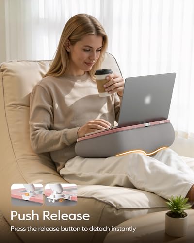 LULULOOK 2-in-1 Lap Desk & Kindle Pillow Stand with Beanbag - color: Pink