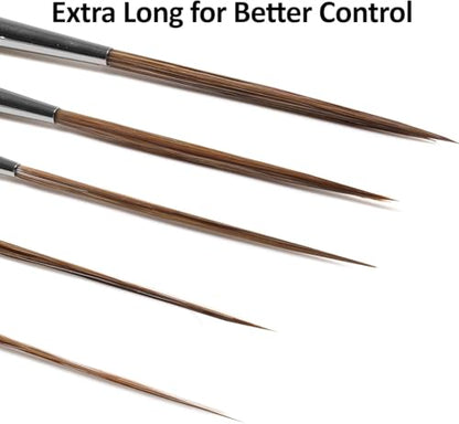 5-Piece Ox Ear Hair Long Liner Brush Set - Black - color: Black