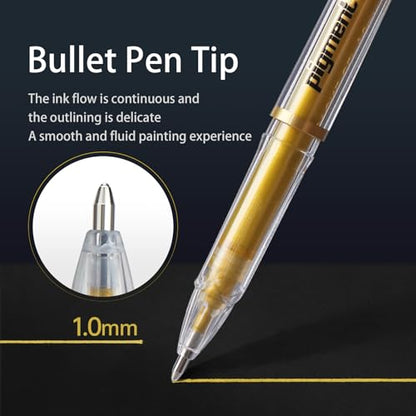 Gold Silver White Ink Gel Pens, 1mm Medium Fine Point, Opaque archival Ink Pen for Dark Paper Drawing,Sketching, Illustration, Card Making, Bullet Journaling (Gold Ink-3 Packs) - color: Gold Ink-3 Packs