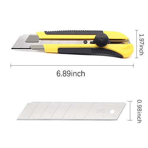 Box Cutter Retractable 25MM Long Utility Knife With 20pcs Blades Refills - size: 20 Blades + 1 Knife