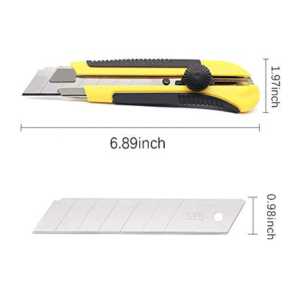 Box Cutter Retractable 25MM Long Utility Knife With 20pcs Blades Refills - size: 20 Blades + 1 Knife